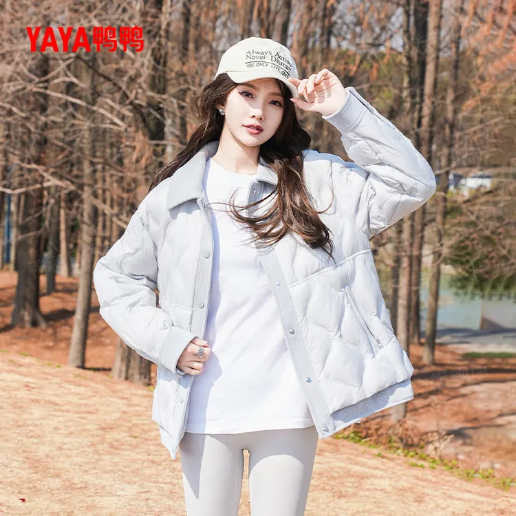YAYA/鸭鸭90绒羽绒服女短款冬小个子时尚轻薄韩版外套YE5B601007P