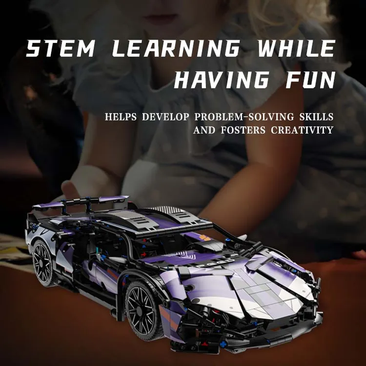 精砖霸卡科技积木新兰博基尼机械组赛车跑车高难度拼装积木男玩具