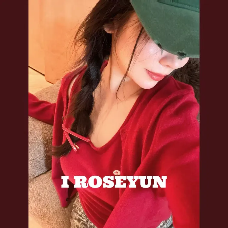 【Rose Yun】 珊瑚赤叠穿背心+圆领针织开衫两件套  JY095077