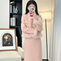〈纪朵研〉1387法式女拉链厚款小香风单排扣拒污气质套装
