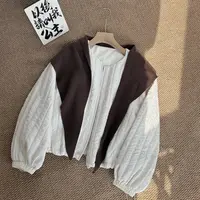 ［家淇定制］新款韩版百搭修身显瘦时尚圆领竖坑条披肩拉链外套6929