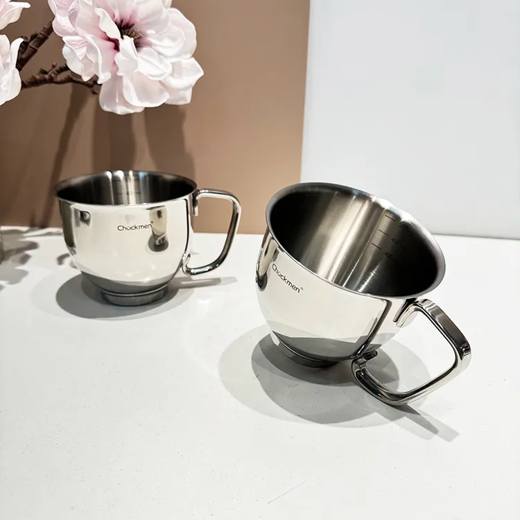 chockmen 18/10不锈钢带手柄水杯咖啡杯啤酒杯单层防摔多用杯