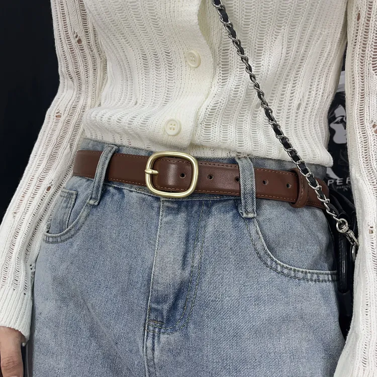 复古皮带女小众学生黑色设计感裤带女士牛仔裤腰带女细装饰ins风