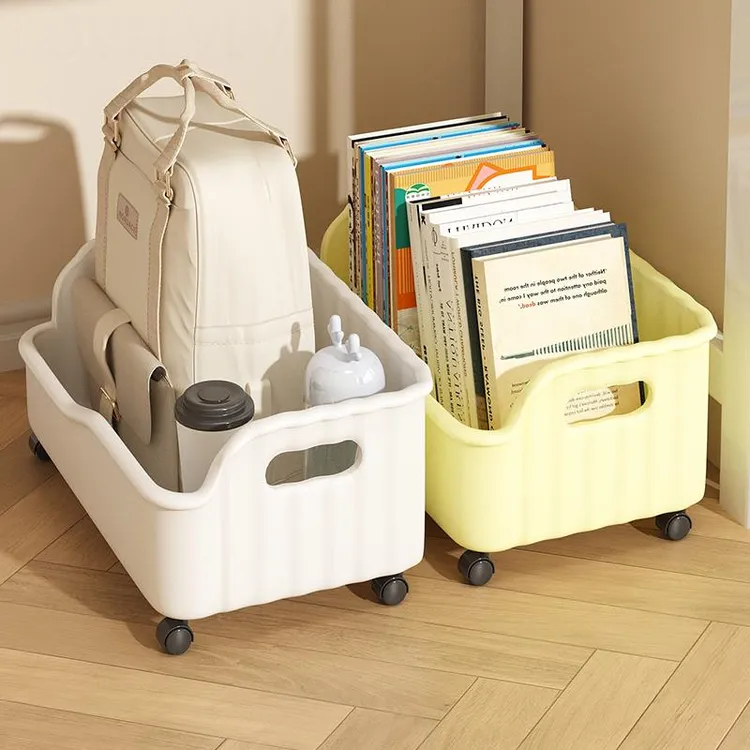 德国轻奢书包置物架书架学生桌下可移动工位滑轮小推车办公室桌面