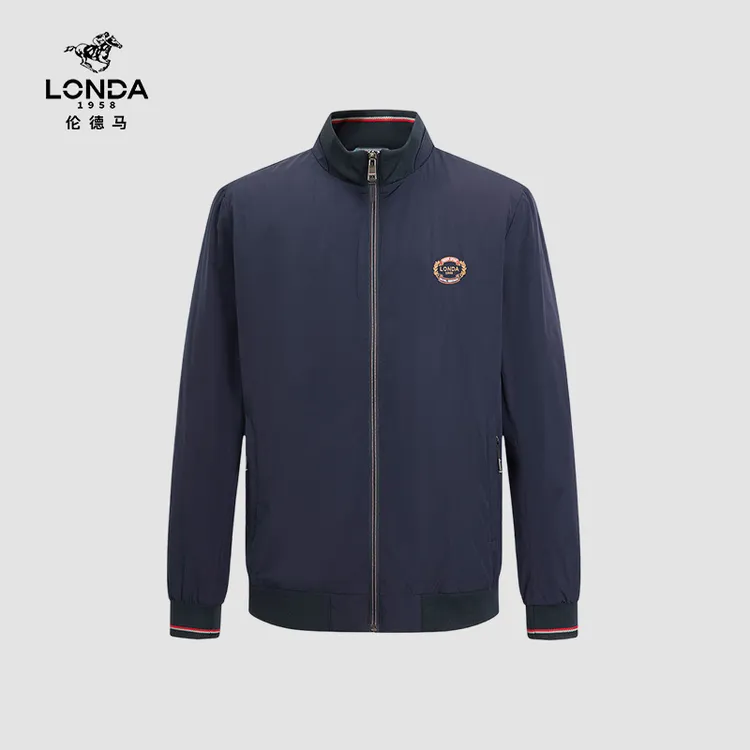 【LONDA伦德马】徽章撞色秋冬纯色百搭防风男士小立领羽绒服2002