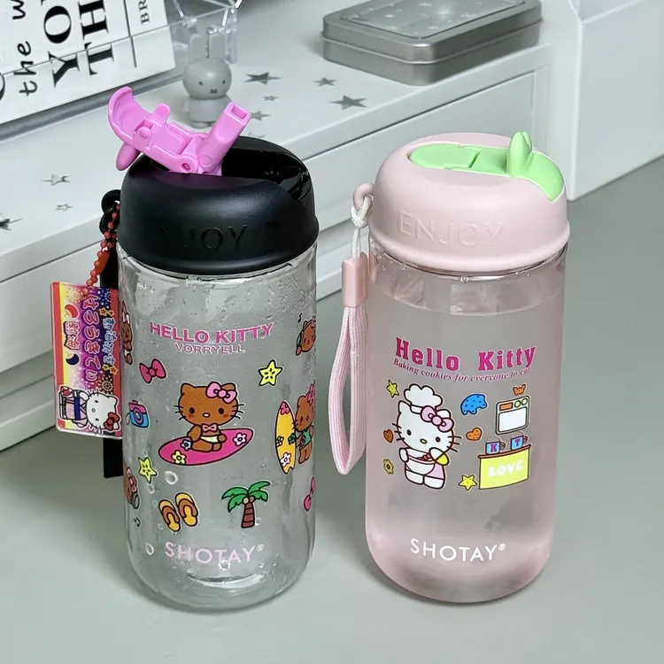 2025夏季新款吸管水杯女生tritan塑料耐高温便携小巧ins透明水杯