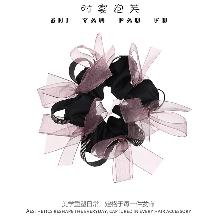 时宴泡芙 雾纱轻语发圈网红韩系秋冬缎面发圈后脑勺丸子头绳