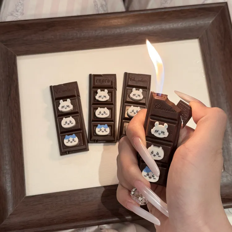 新款chiikawa巧克力创意打火机可充气明火可爱男女友礼物
