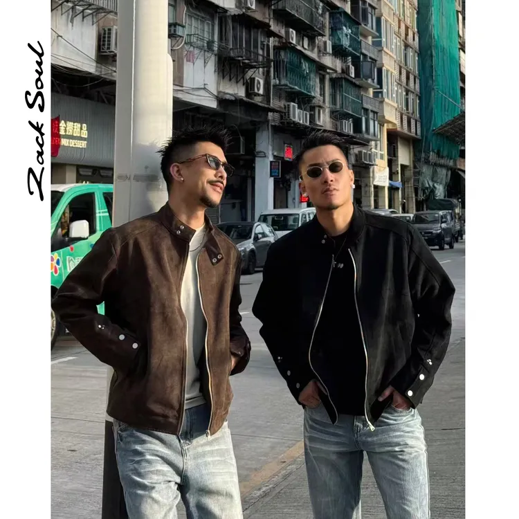 Zack校长zacksoul 磨砂麂皮绒质感立领夹克复古荒野大镖客美式