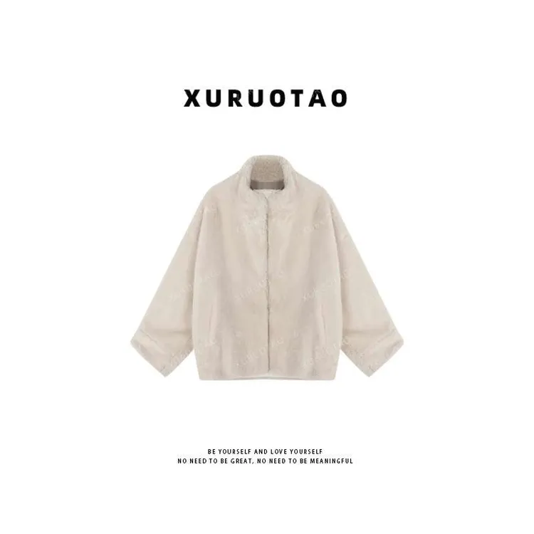 XURUOTAO 【大小姐】秋冬百搭设计师款慵懒感米白色外套 T6131