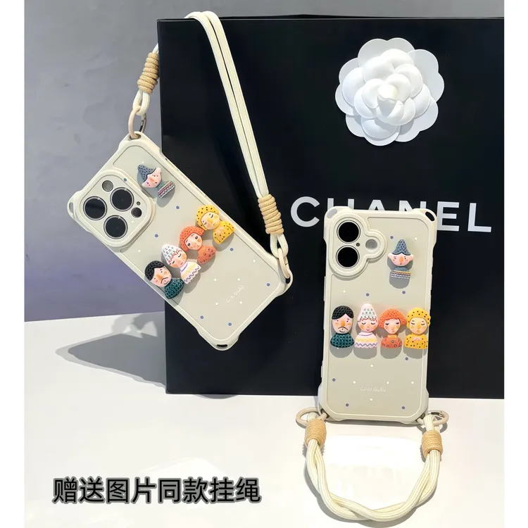 卡通小人偶贴件挂绳适用iPhone苹果16手机壳华为p70vivoppo小米15