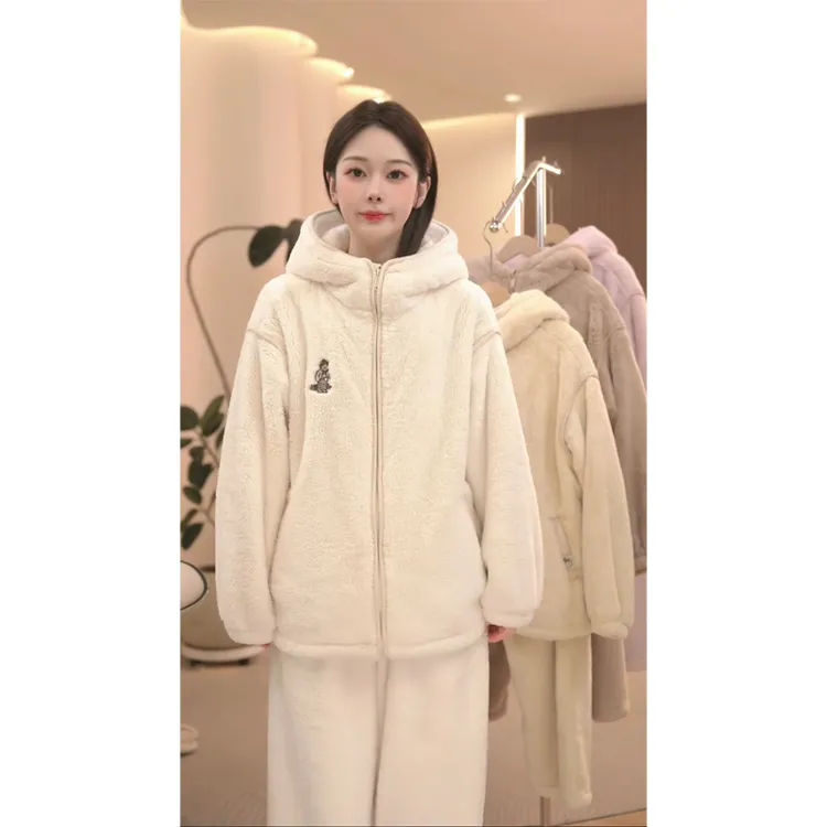 【奇遇小熊帽子款】睡衣女新款长袖冬季高级感睡衣家居服套装可外穿