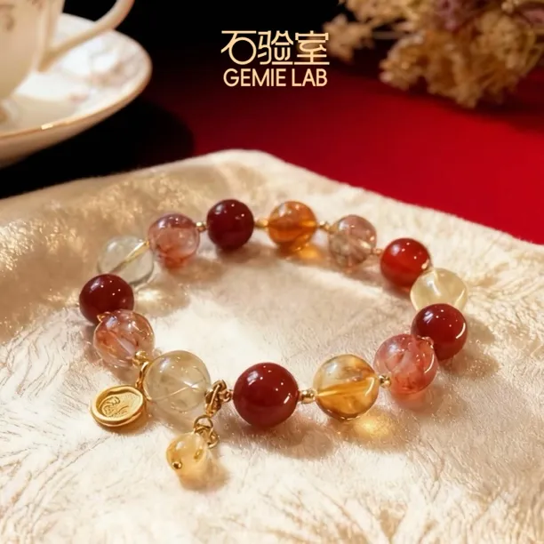 【鸿运聚宝盆】石验室|金发晶黑金超七水晶手串设计师款