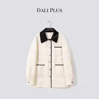 DALI PLUS“黑白绵羊服”绗内里绸缎高密菱格外套-D5CH5049-1