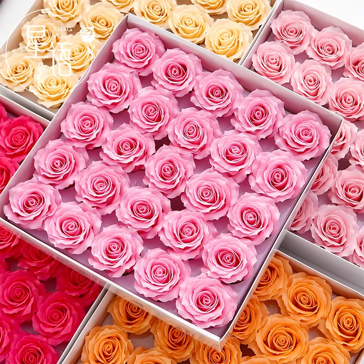 星语曼塔花香玫瑰花仿真盒装花束礼盒永生花永生花材料包装花艺