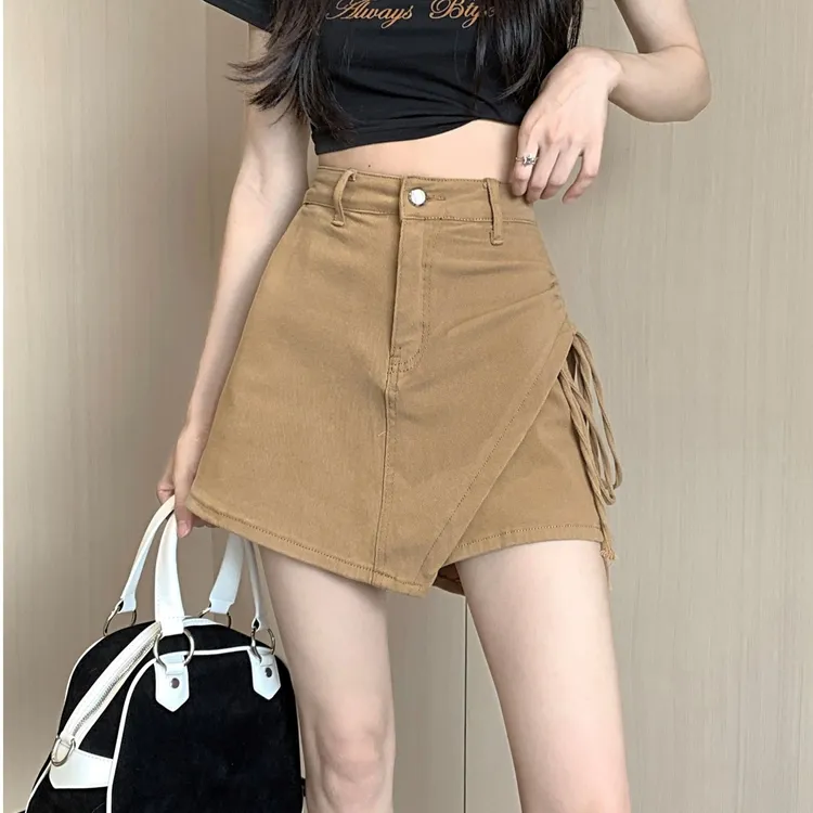 牛仔裙裤女夏季新款高腰显瘦a字包臀不规则女短裤半身裙超短裙A字