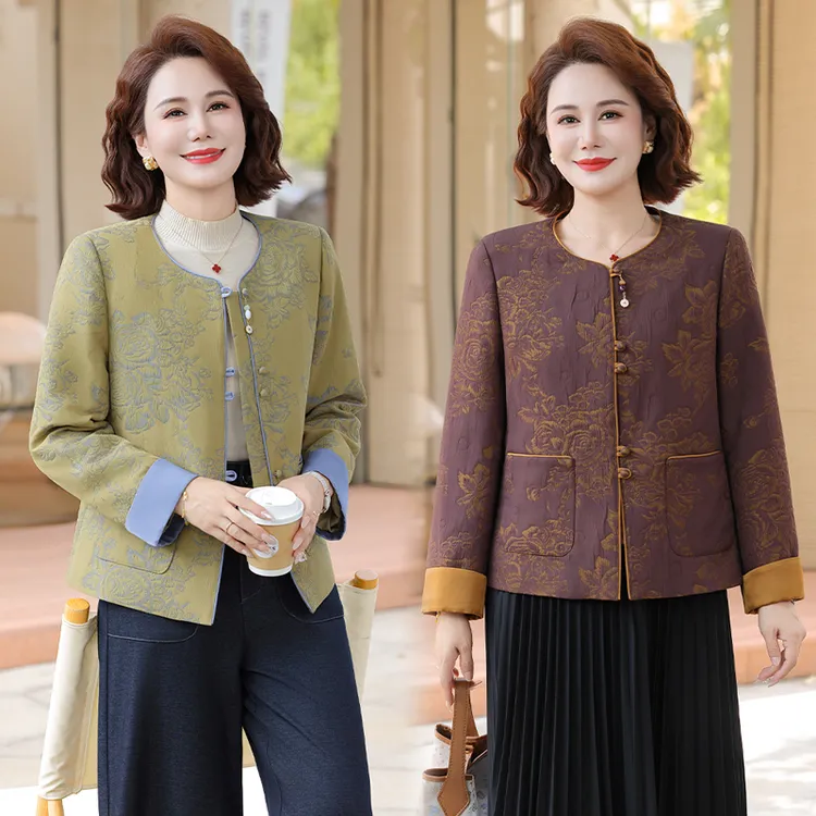 中年妈妈春秋时尚外套2025新款国风上衣中老年女装气质新中式唐装