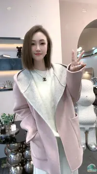熙薇【浪漫宣言】秋冬季新款时尚气质休闲连帽大衣外套H5789