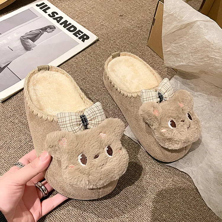 时尚可爱卡通厚底半拖勃肯鞋女2025新款秋季配裙子增高软底包头拖