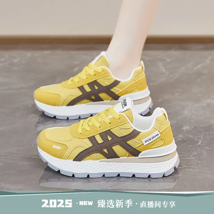 秋季休闲鞋女2025新款时尚百搭运动跑步鞋舒适透气厚底女鞋