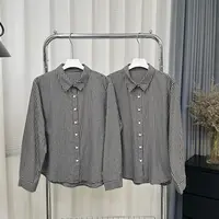 「100%TR纯棉 格子衬衫」秋季韩版通勤休闲百搭宽松格纹衬衣H631