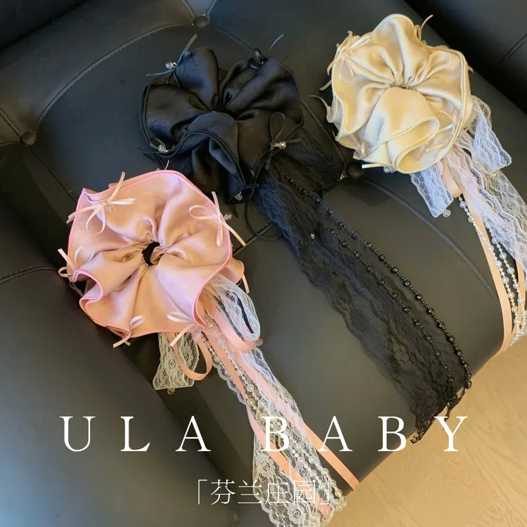 【喜儿ula】11-7-3「芬兰庄园」仙气褶皱花朵蕾丝飘带大肠发圈