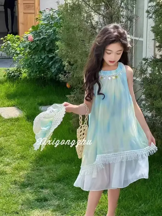【琉璃】现货Q247女童夏季亮片公主风连衣裙