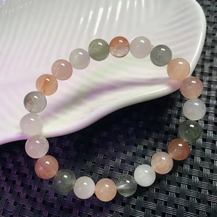 高品质天然彩多宝水晶女款轻奢彩兔毛水晶