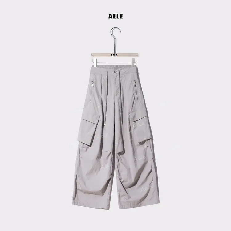 AELE松紧腰抽绳设计师原创宽松休闲冲锋裤 K853 2359 AD