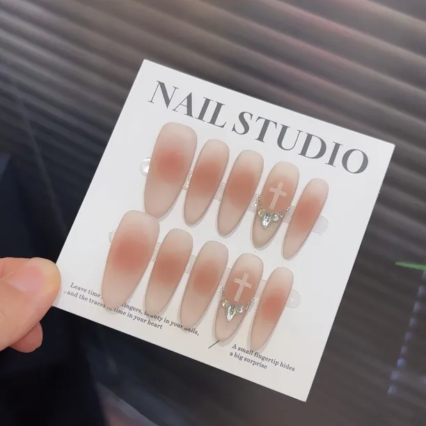 纯手工【清清奶芙】高级感新中式磨砂猫眼纯欲腮红简约新款穿戴甲