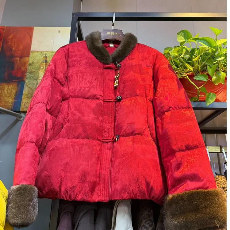 简约短板新中式国风毛领外套