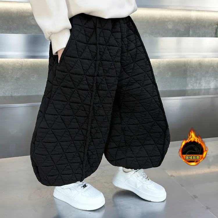 男童加绒裤子冬季运动裤棉裤2025新款痞帅气一条过冬弯刀裤加厚潮