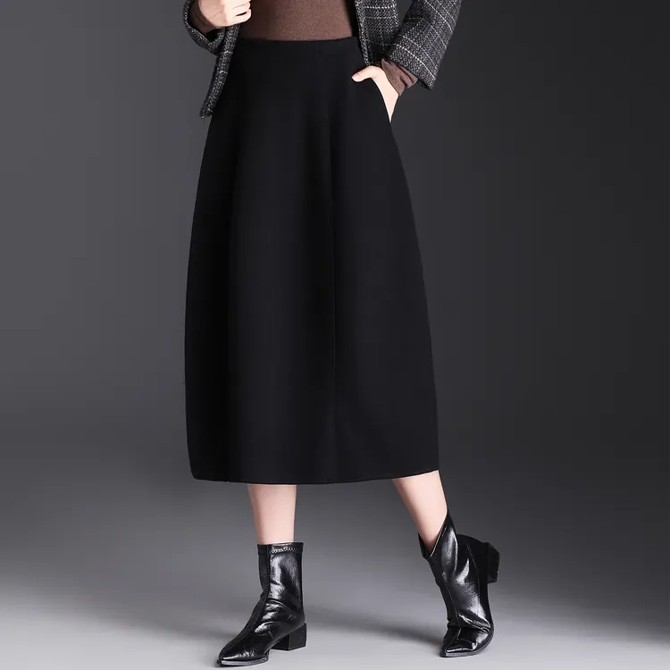 加厚毛呢半身裙显瘦蓬蓬花苞灯笼裙女裙子秋冬小个子巨好看A字裙