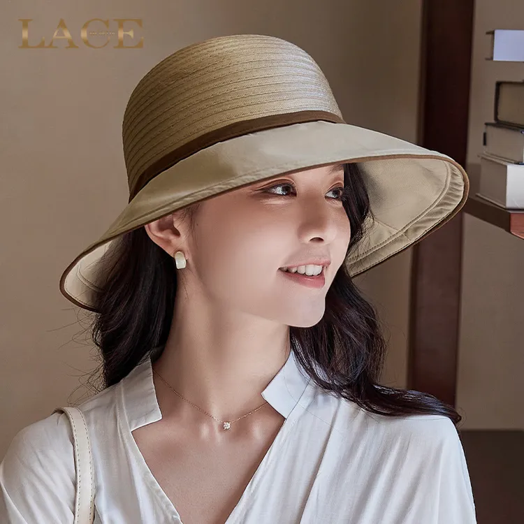 防晒帽女2025新款防紫外线大檐遮阳帽夏季法式出游太阳帽渔夫帽子