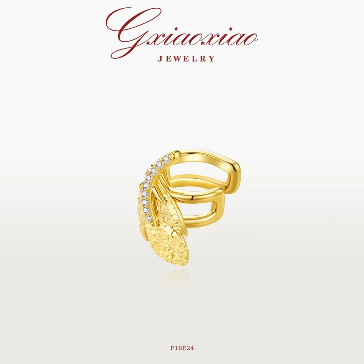 G XIAOXIAO 镀K金 耳饰 【翎羽】气质碎碎冰羽毛耳夹 F16E24 F16E19