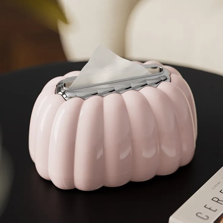 南瓜弹簧纸巾盒家用创意抽纸盒办公客厅简约奶油纸巾收纳盒