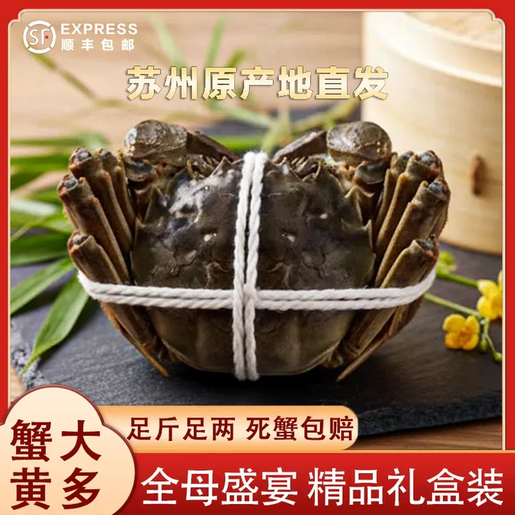 【活蟹现发】正宗苏州精品大闸蟹母蟹3两6-10只中秋礼盒装鲜活螃蟹