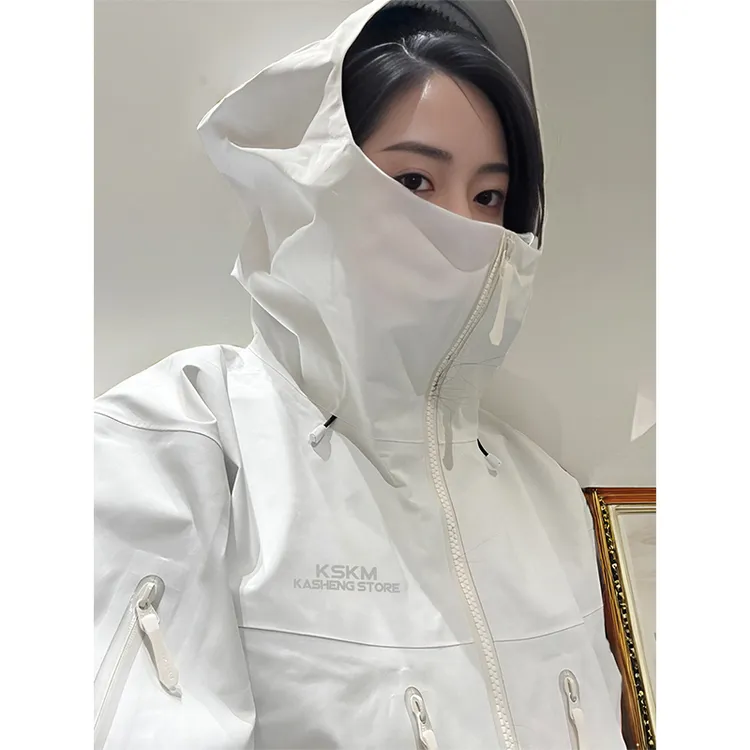 KSKM白色冲锋衣外套女2025春秋新款户外三合一防风运动徒步登山服