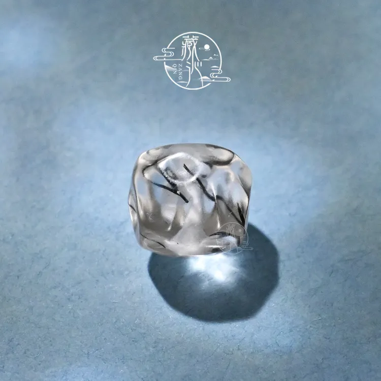 8/10MM黑发晶深坑无相老型桶珠文玩配饰手链搭配手串顶珠腰珠隔珠