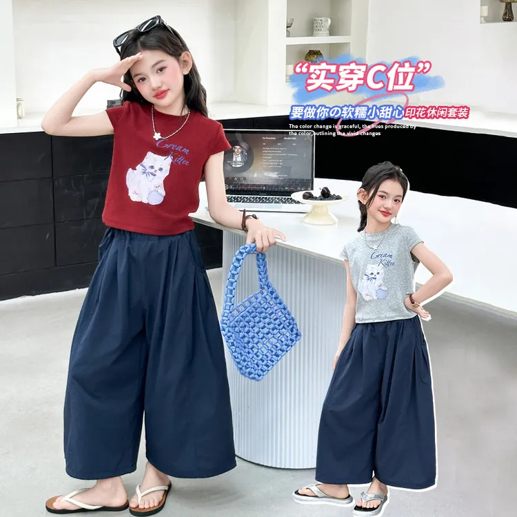 女童夏日t恤2025新款大童女孩短款上衣韩系儿童夏季潮酷穿搭短袖