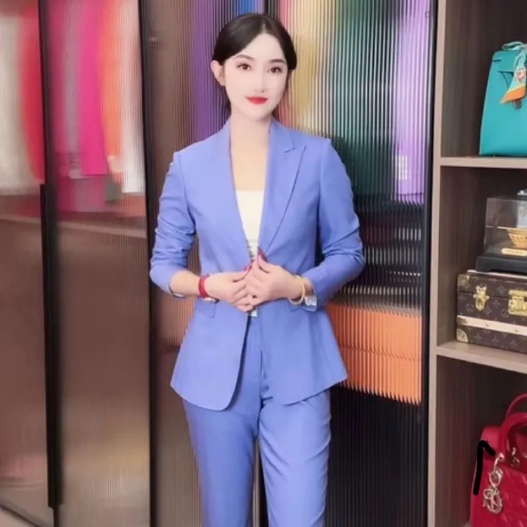 2025臻韩美气质御姐紫罗兰九分裤套装