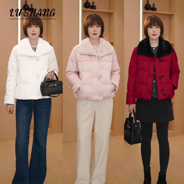 【瑞雪纷飞】柔美气质，国风盘扣！露赏2025冬季毛绒高级感提花羽绒服