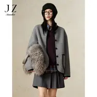 【丽公主专属】玖姿安娜蔻JTDD72302日常休闲双面尼外套短大衣女热