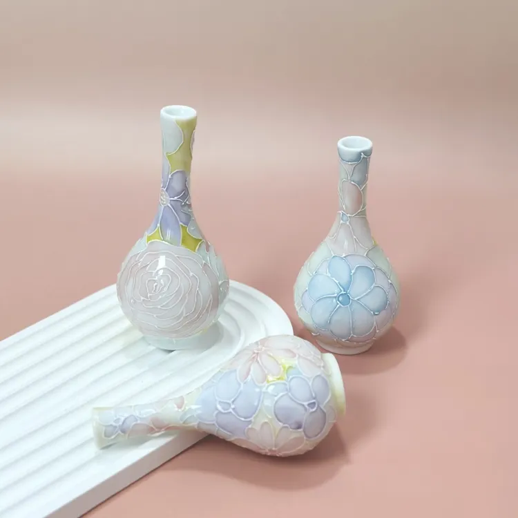 景德镇手工手绘立体釉陶瓷花瓶摆件创意万花迷你小花瓶教师节礼物