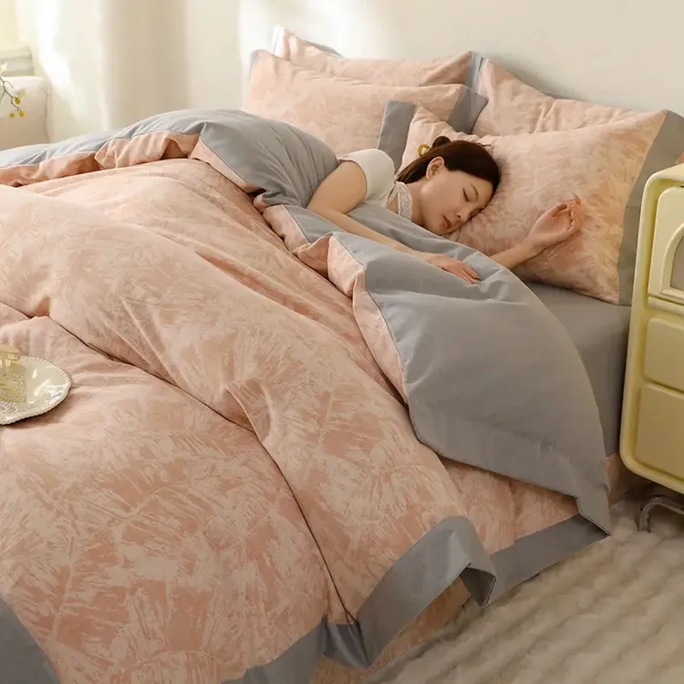 富安娜高档加厚磨毛纯棉四件套100%全棉床单被套秋冬款床上用品