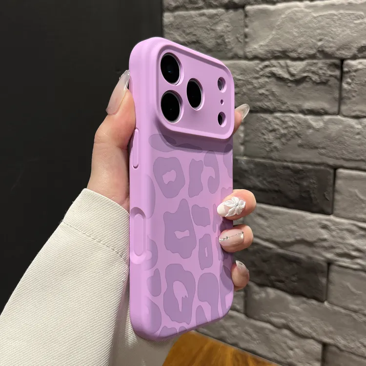 豹纹液态硅胶AI拍照按键全包适用于苹果17promax手机壳男女款简约