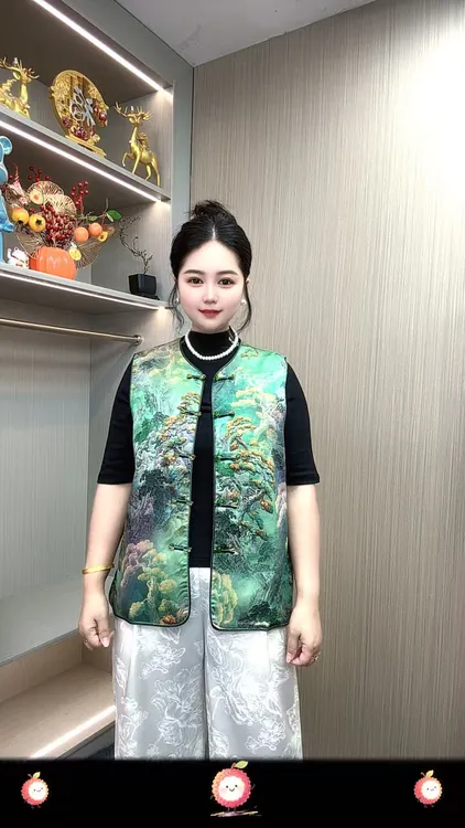 新款国风马甲洋气百搭显瘦大码妈妈装马甲时尚