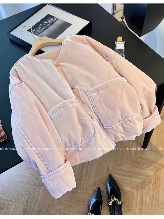 新中式丝绒棉服短外套女2025新款冬季宽松保暖高级感加厚夹棉上衣