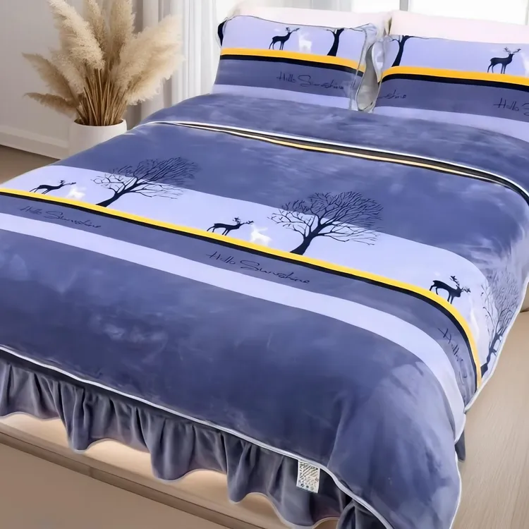 冬季加绒牛奶绒被套单件加厚双面保暖珊瑚绒单人宿舍被罩150x200