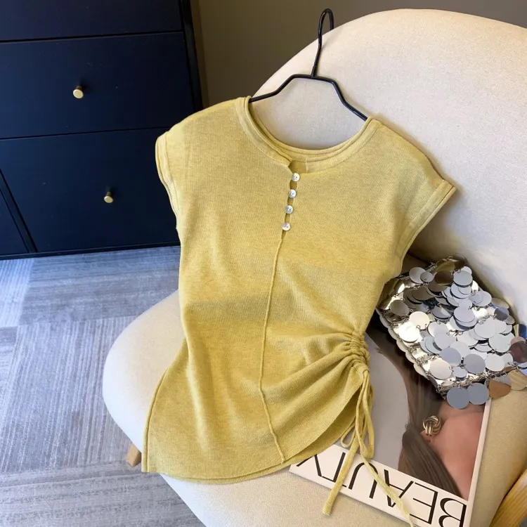 2025早春新款韩版设计感修身无袖针织衣小众系带百搭